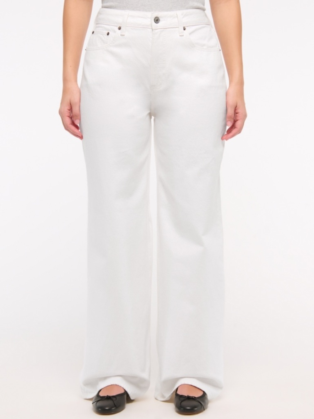 NWT Abercrombie & Fitch Curve Love High Rise Wide Leg White Jean 28 Short